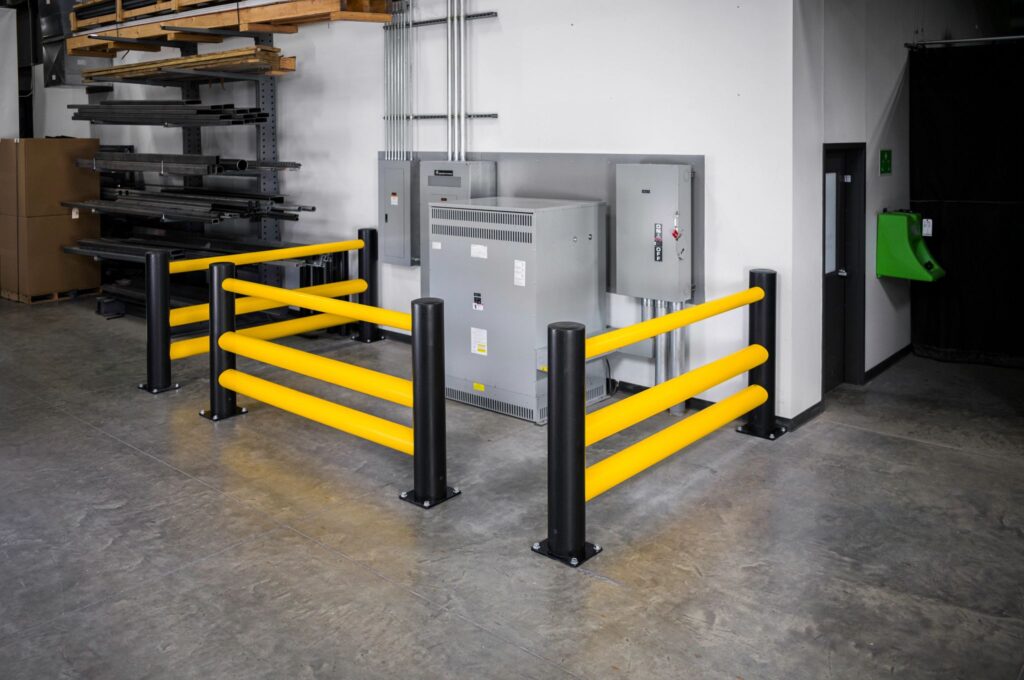 Polymer guard rail barrier protecting a corner